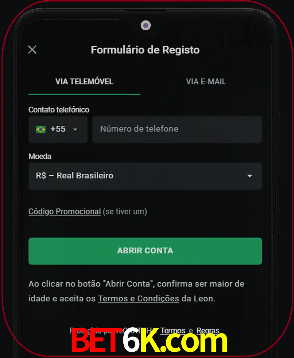Abra o aplicativo e inicie o processo de registro.
